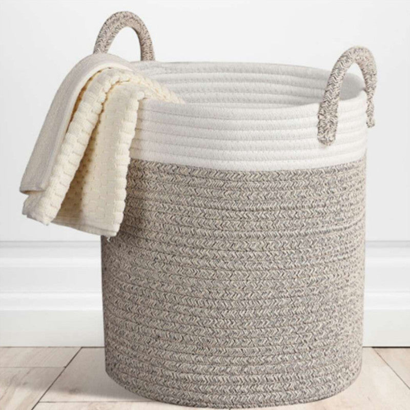 Woven Cotton Storage Basket – Soft Fabric Home Organiser