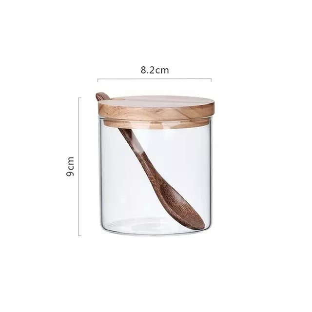 Glass Spice & Salt Storage Jar – Airtight Kitchen Seasoning Container