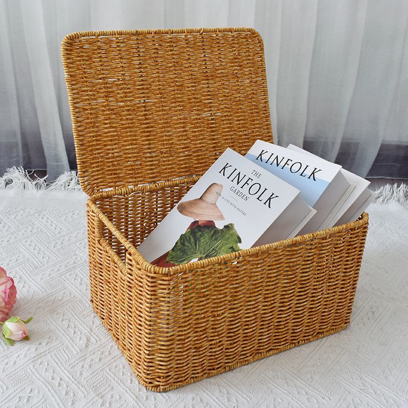 Rattan Storage Basket with Lid – Handwoven Home Organiser