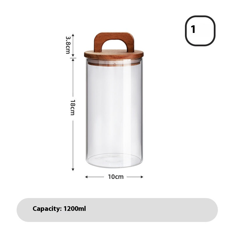 Large Glass Storage Jar with Solid Wood Lid – Japanese-Style Pantry Container