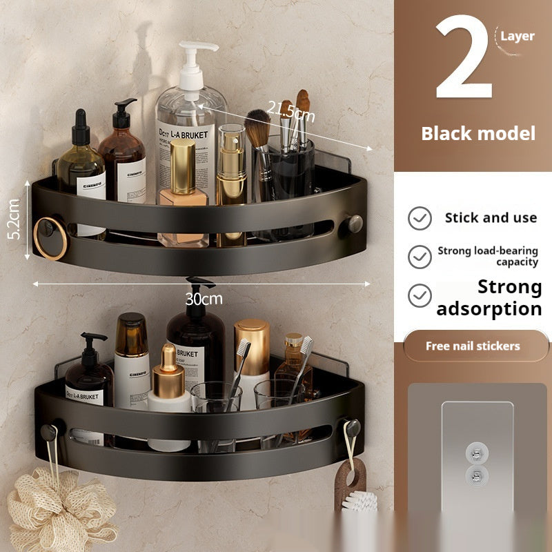 Punch-Free Bathroom Corner Storage Rack – 3-Tier Triangle Shelf Organiser