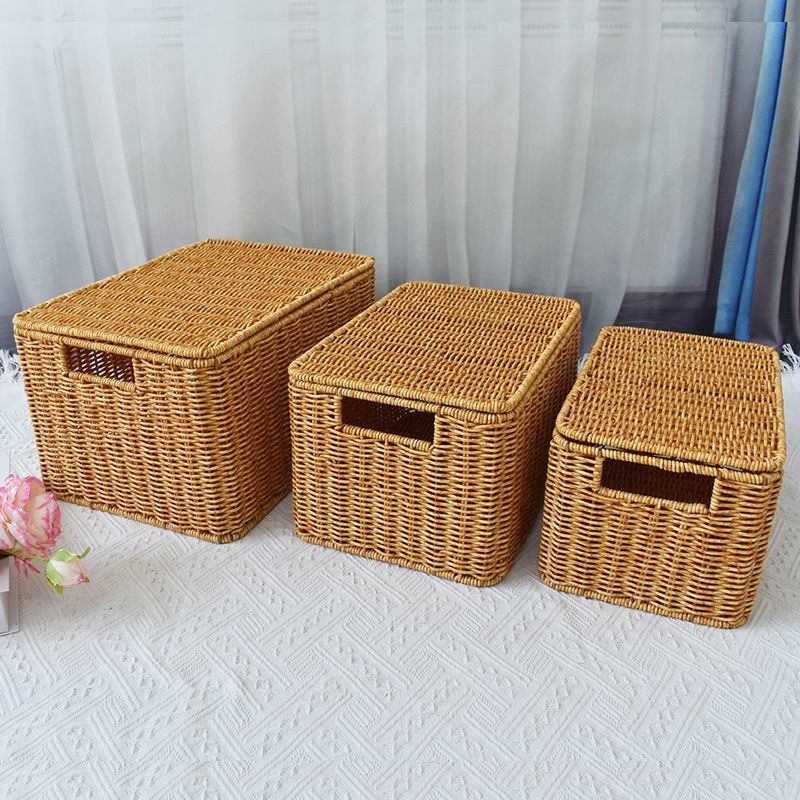 Rattan Storage Basket with Lid – Handwoven Home Organiser