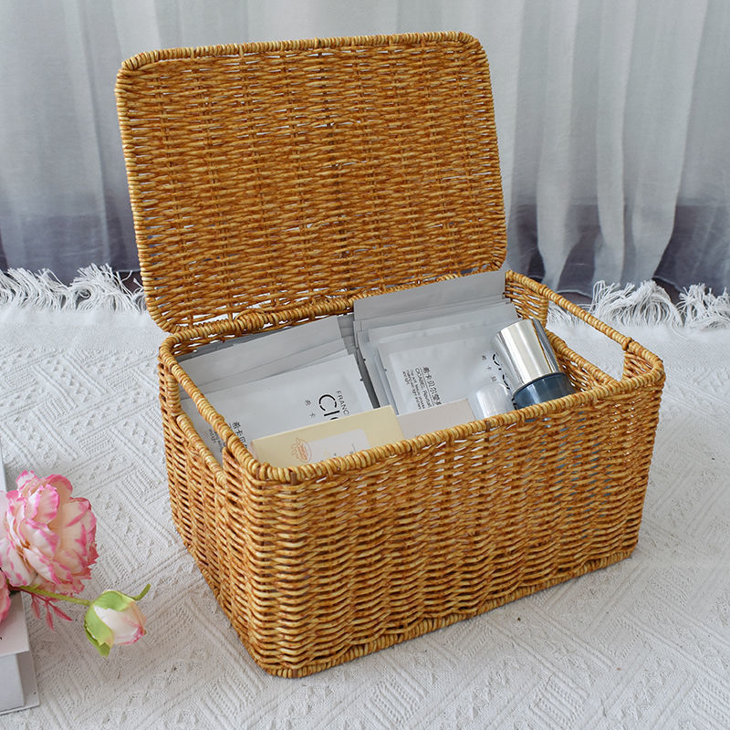 Rattan Storage Basket with Lid – Handwoven Home Organiser