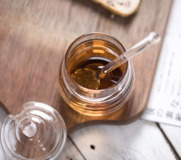 Glass Honey & Jam Jar with Dipper – 290ml Korean Style