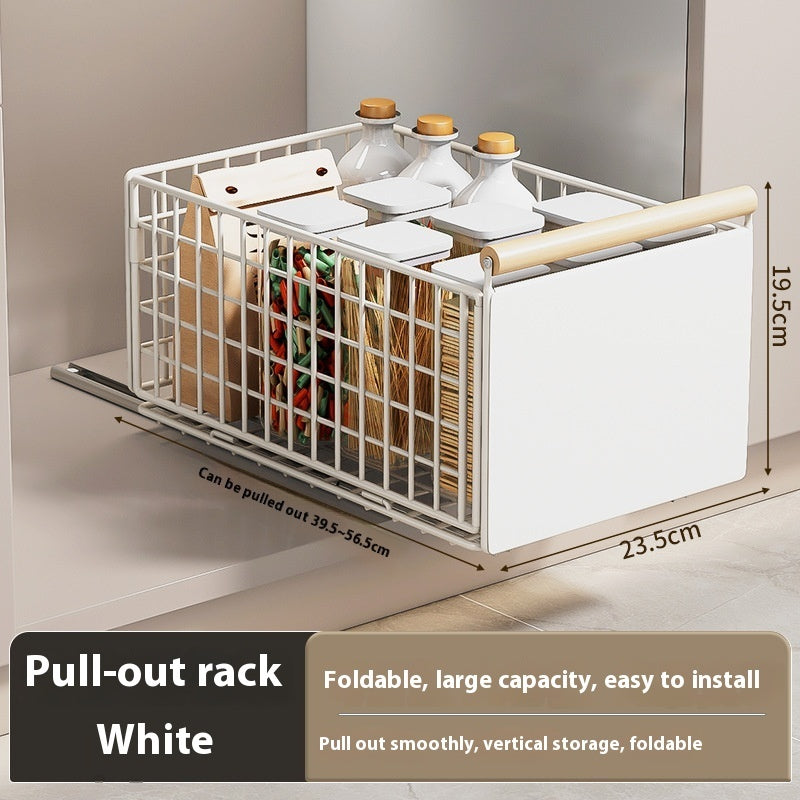 Foldable Pull-Out Storage Basket – Kitchen & Bathroom Organiser