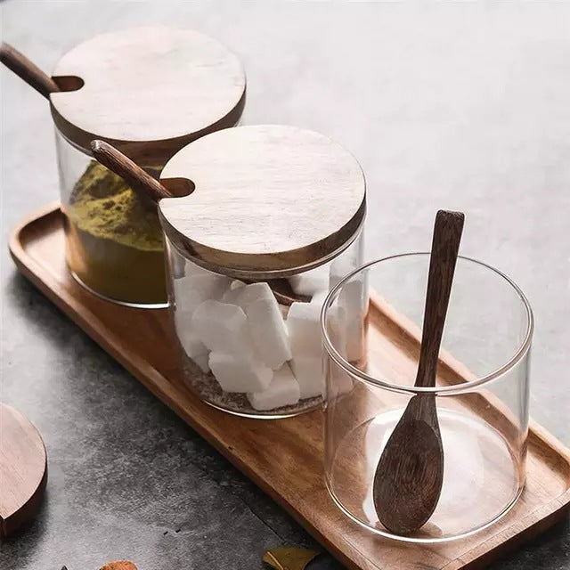 Glass Spice & Salt Storage Jar – Airtight Kitchen Seasoning Container