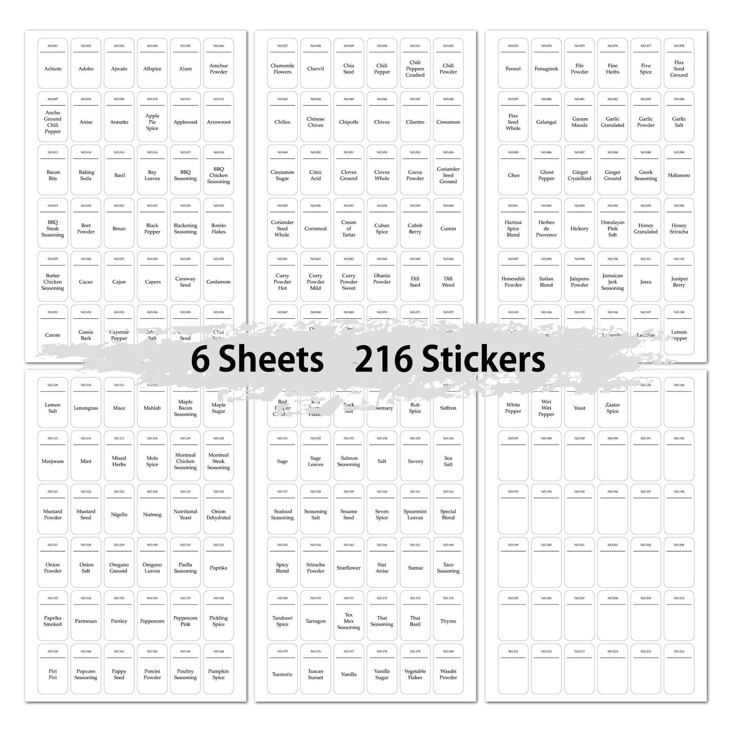 216 Waterproof Spice Jar Labels – Oil-Proof & Machine Washable