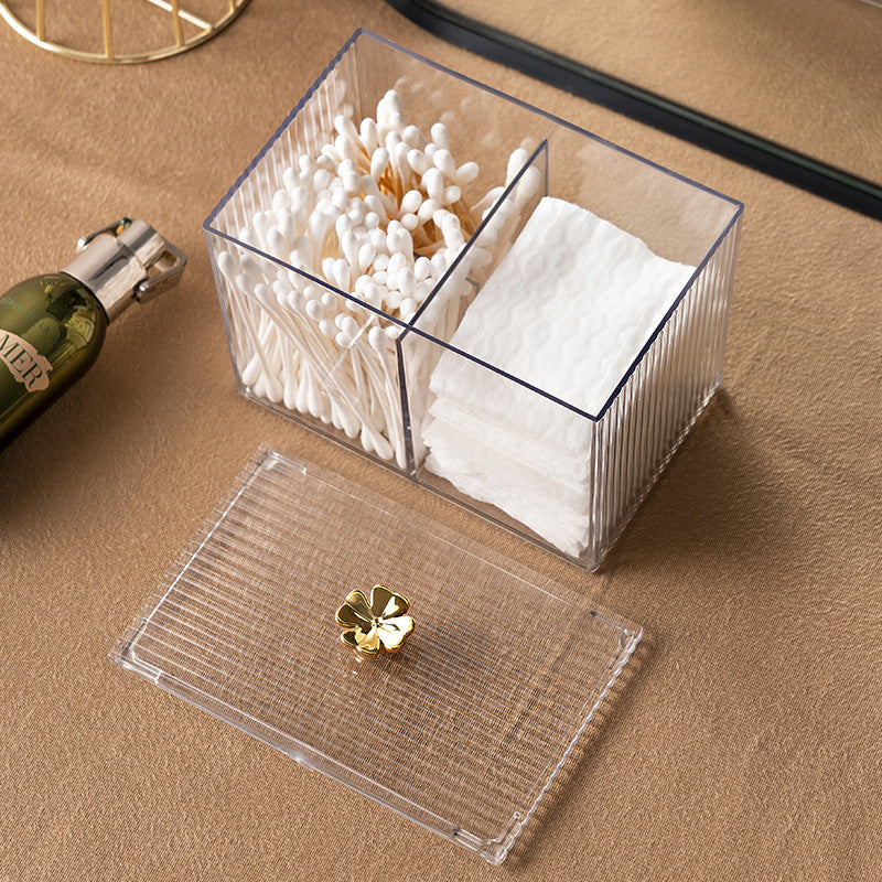 Transparent Cosmetic Organiser Box with Lid – Cotton Pad & Skincare Storage