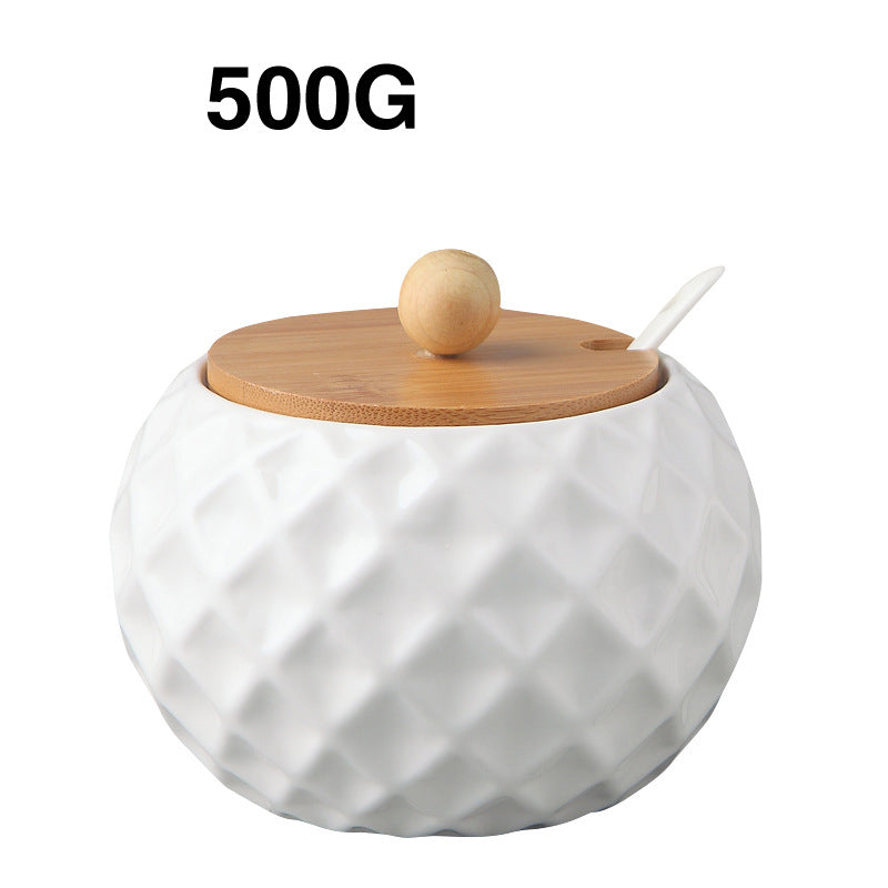 Ceramic Seasoning Jar with Bamboo Lid – Kitchen Spice Container