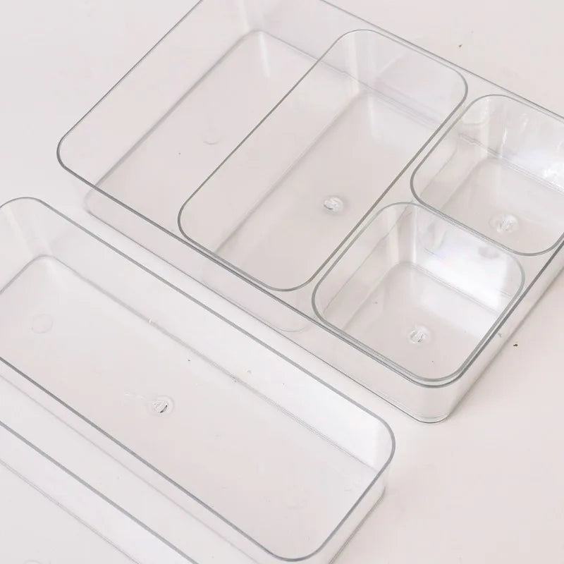 Clear Drawer Organiser Storage Bin | Desk, Cosmetic, Kitchen & Bathroom Tidy