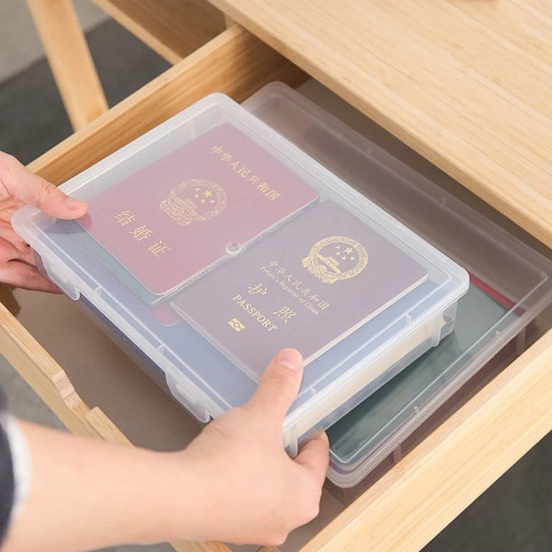 Clear Plastic Document & Storage Organiser Box | A4 Home & Office Supplies Tidy