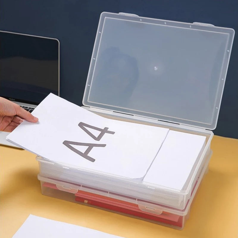 Clear Plastic Document & Storage Organiser Box | A4 Home & Office Supplies Tidy
