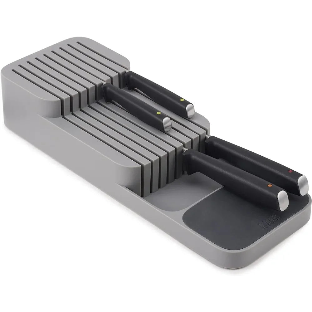 Kitchen Drawer Knife Organiser Tray | 9-Slot 2-Level Block Rack | Holds Up to 18 Knives