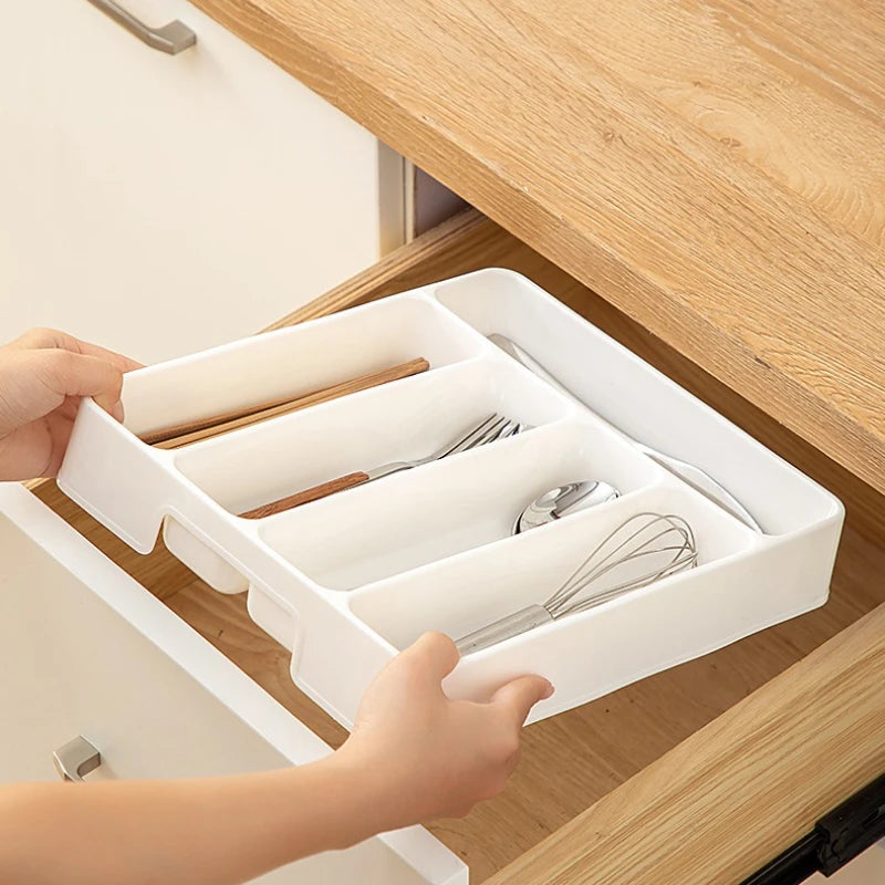 Adjustable Kitchen Drawer Organiser with Sliding Dividers | Cutlery, Knife & Utensil Tray