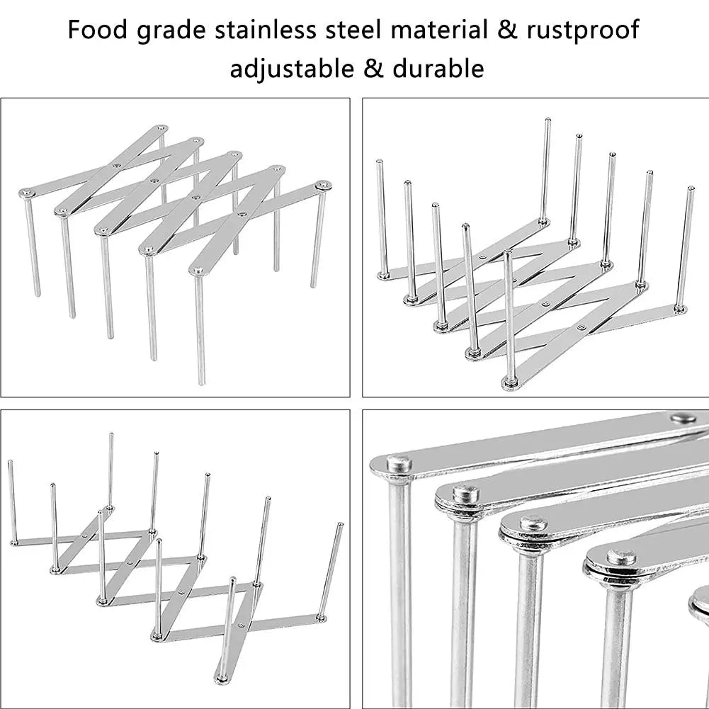 Foldable Stainless Steel Dish Drain Rack | Adjustable Plate, Cup & Dinnerware Drying Stand