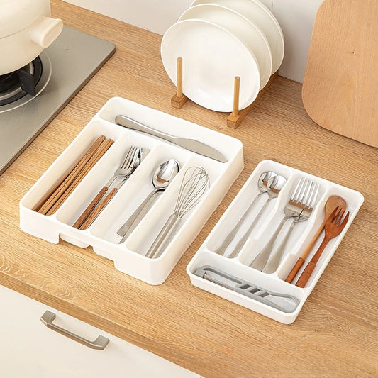 Adjustable Kitchen Drawer Organiser with Sliding Dividers | Cutlery, Knife & Utensil Tray