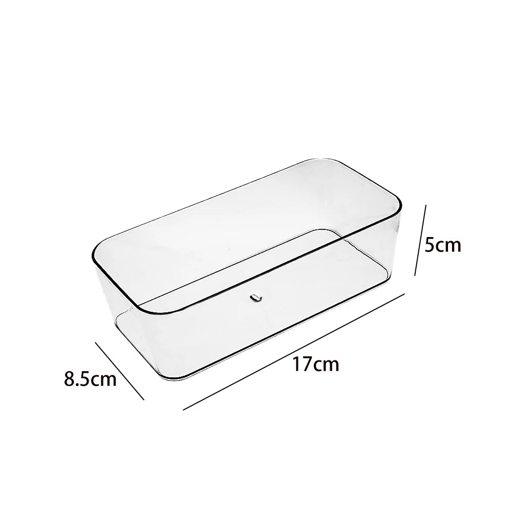 Clear Drawer Organiser Storage Bin | Desk, Cosmetic, Kitchen & Bathroom Tidy
