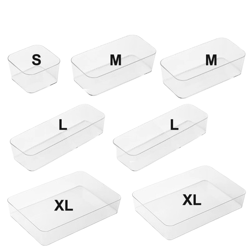 Clear Acrylic Drawer Organiser Box Set | Jewellery, Makeup & Desktop Storage