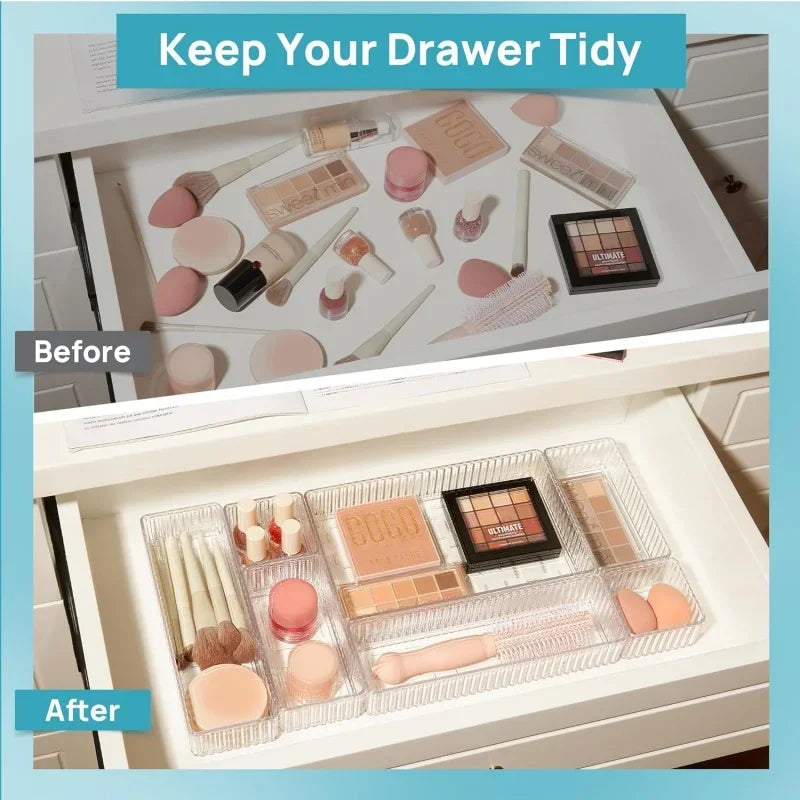 Clear Plastic Drawer Organiser Set | Bathroom, Kitchen, Makeup & Desk Storage Bins