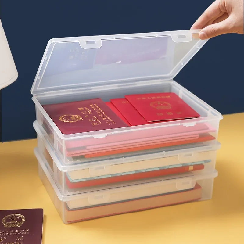 Dustproof A4 Document & Certificate Storage Box | Clear Plastic File Organiser S, M, L
