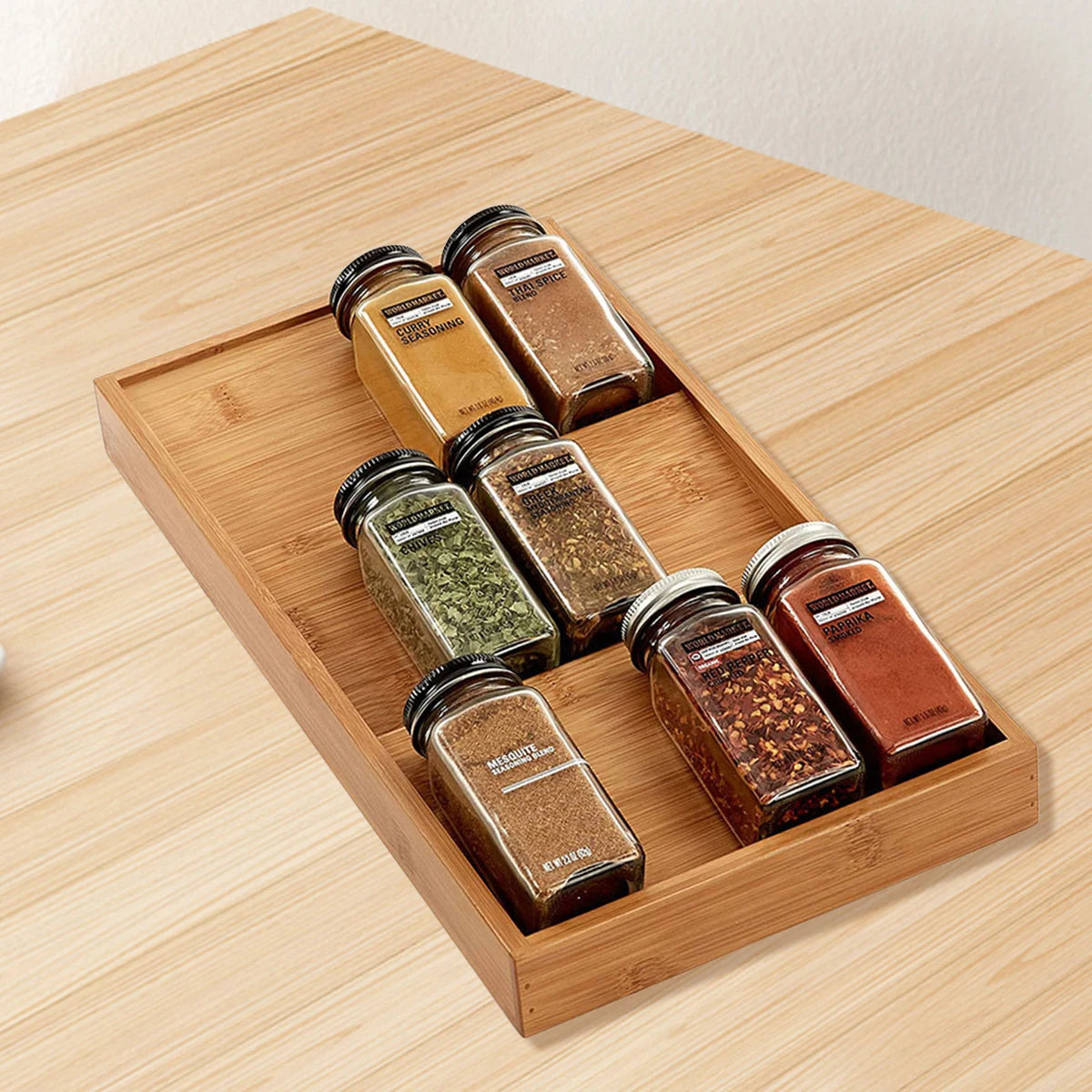 Bamboo 3-Tier Countertop Spice Rack & Kitchen Drawer Organiser