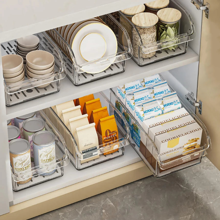 Clear Fridge Organiser Bin | Refrigerator Storage Container for Fruit, Veg, Food & Drinks