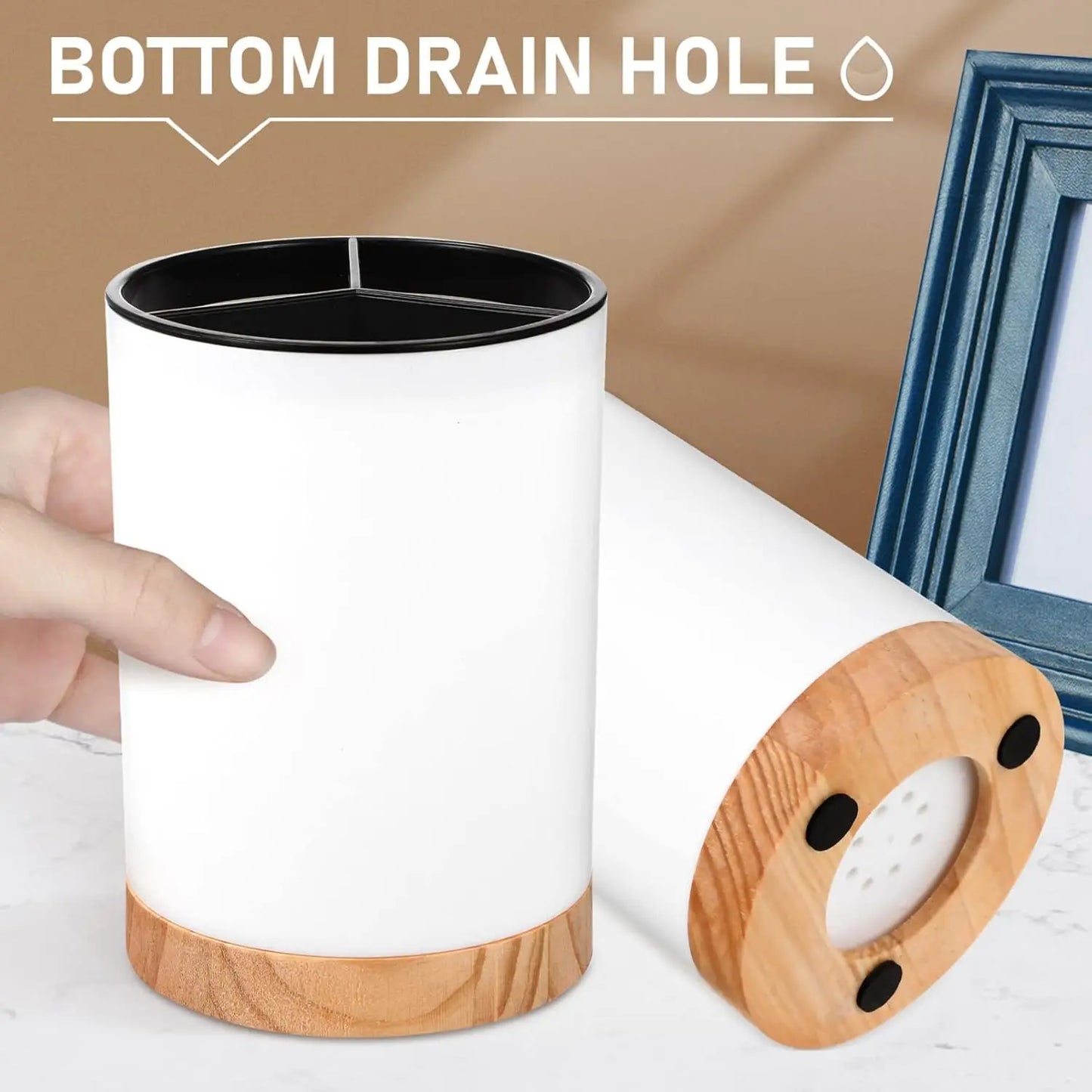 Countertop Kitchen Utensil Holder with Drainage | Spoon, Chopstick & Cutlery Organiser
