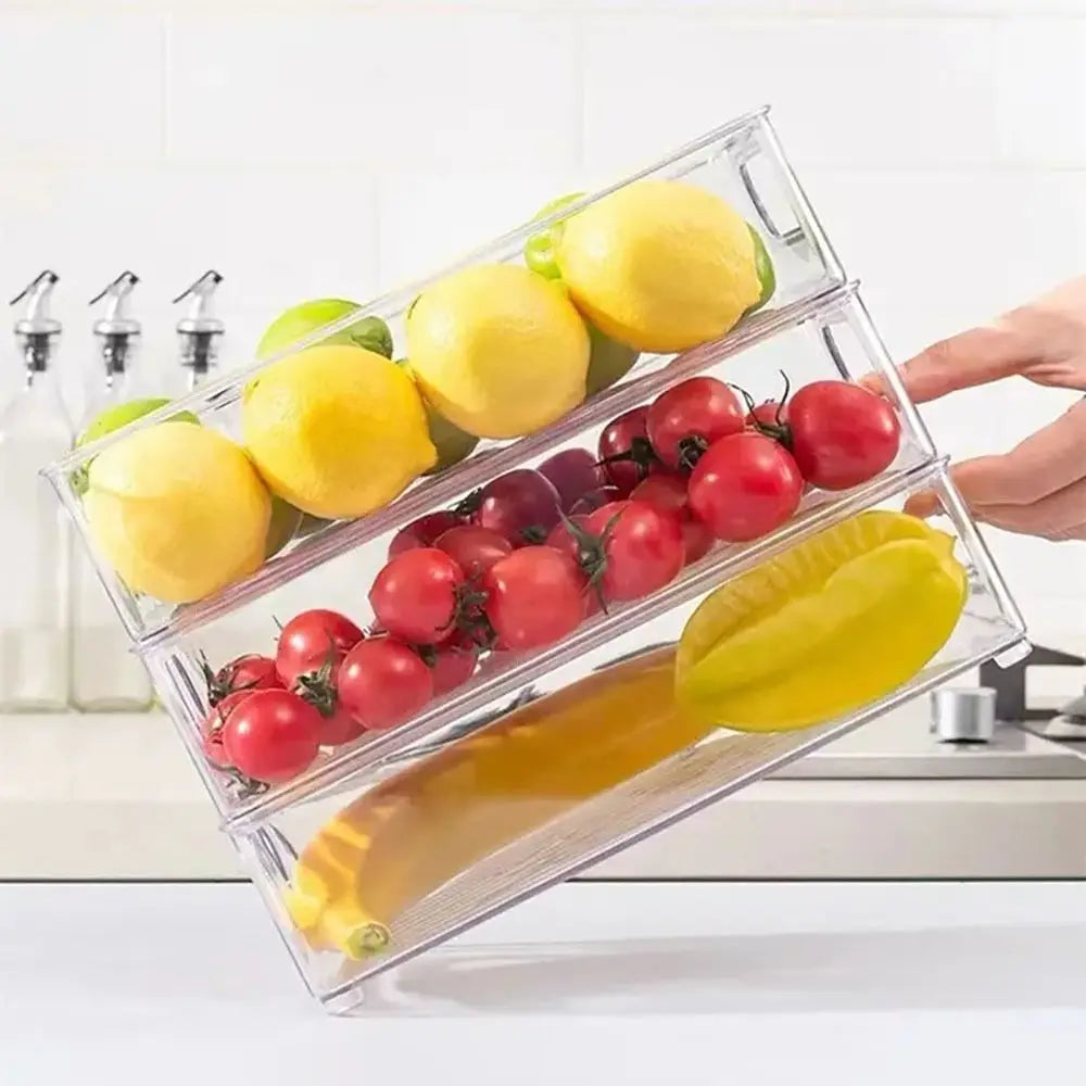 Clear Stackable Storage Bin | Fridge, Drawer, Pantry & Countertop Organiser