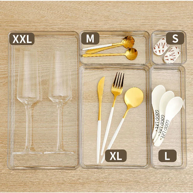 Clear Acrylic Drawer Organiser Box Set | Jewellery, Makeup & Desktop Storage