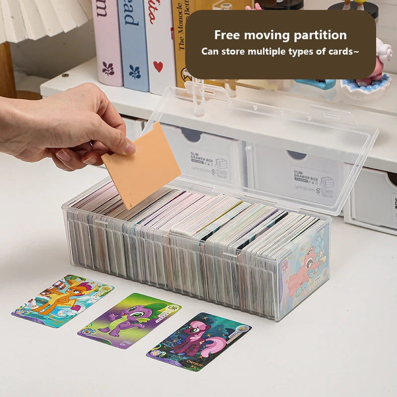 Clear Plastic Card Storage Box with Adjustable Dividers | Holds 550+ Game & Trading Cards