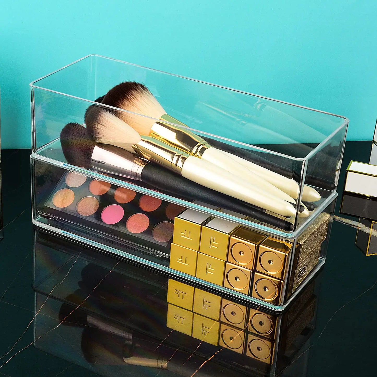 Clear Makeup Organiser Drawer Divider Box | Vanity, Bathroom & Kitchen Cabinet Storage