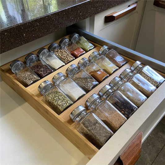 Bamboo 3-Tier Countertop Spice Rack & Kitchen Drawer Organiser