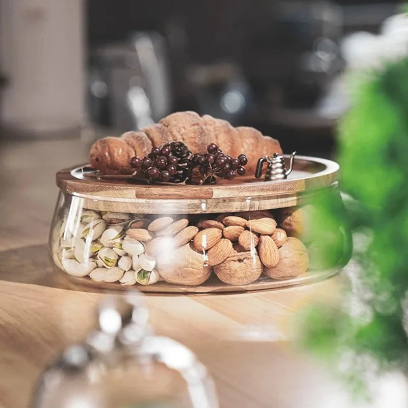 Glass Food Storage Containers with Acacia Wooden Lid