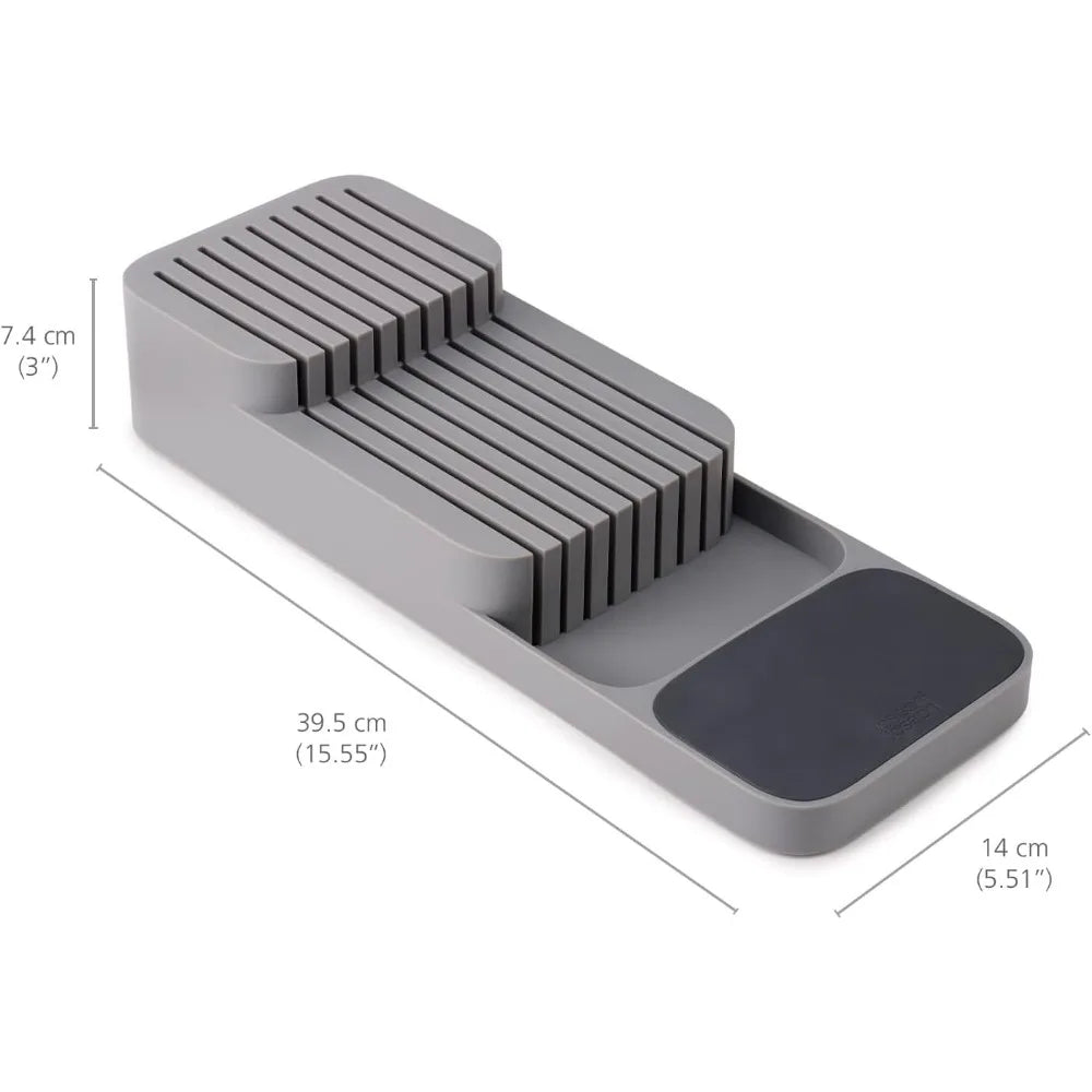 Kitchen Drawer Knife Organiser Tray | 9-Slot 2-Level Block Rack | Holds Up to 18 Knives