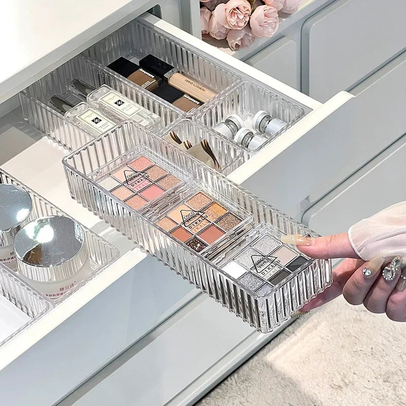 Clear Plastic Drawer Organiser Set | Bathroom, Kitchen, Makeup & Desk Storage Bins