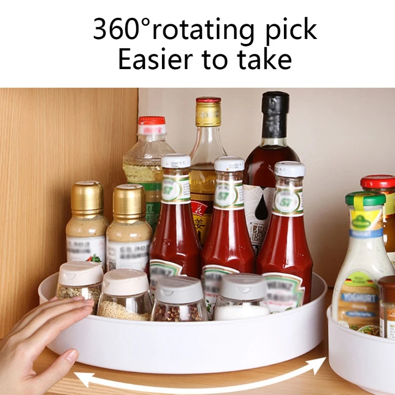 360° Rotating Turntable Cabinet Organiser | Non-Slip Spice & Cosmetic Lazy Susan