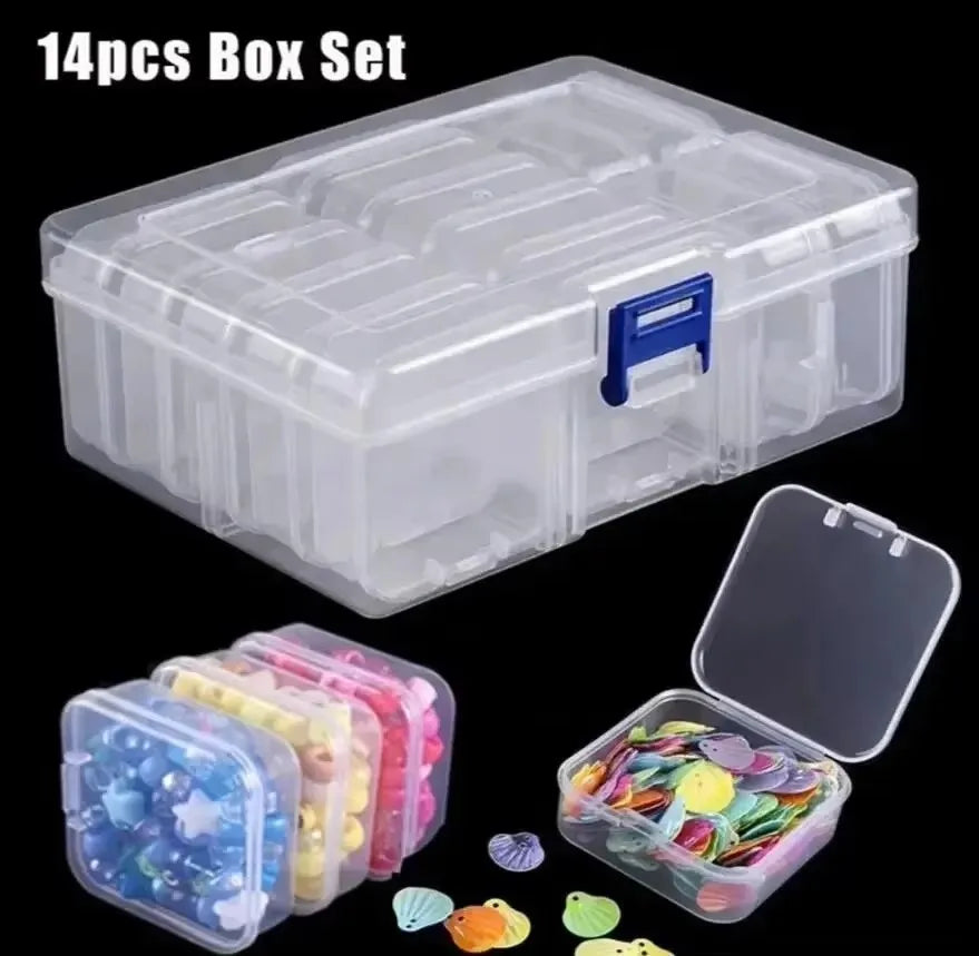 Mini Clear Compartment Storage Box with Hinged Lid | Beads, Jewellery & Small Parts Organiser