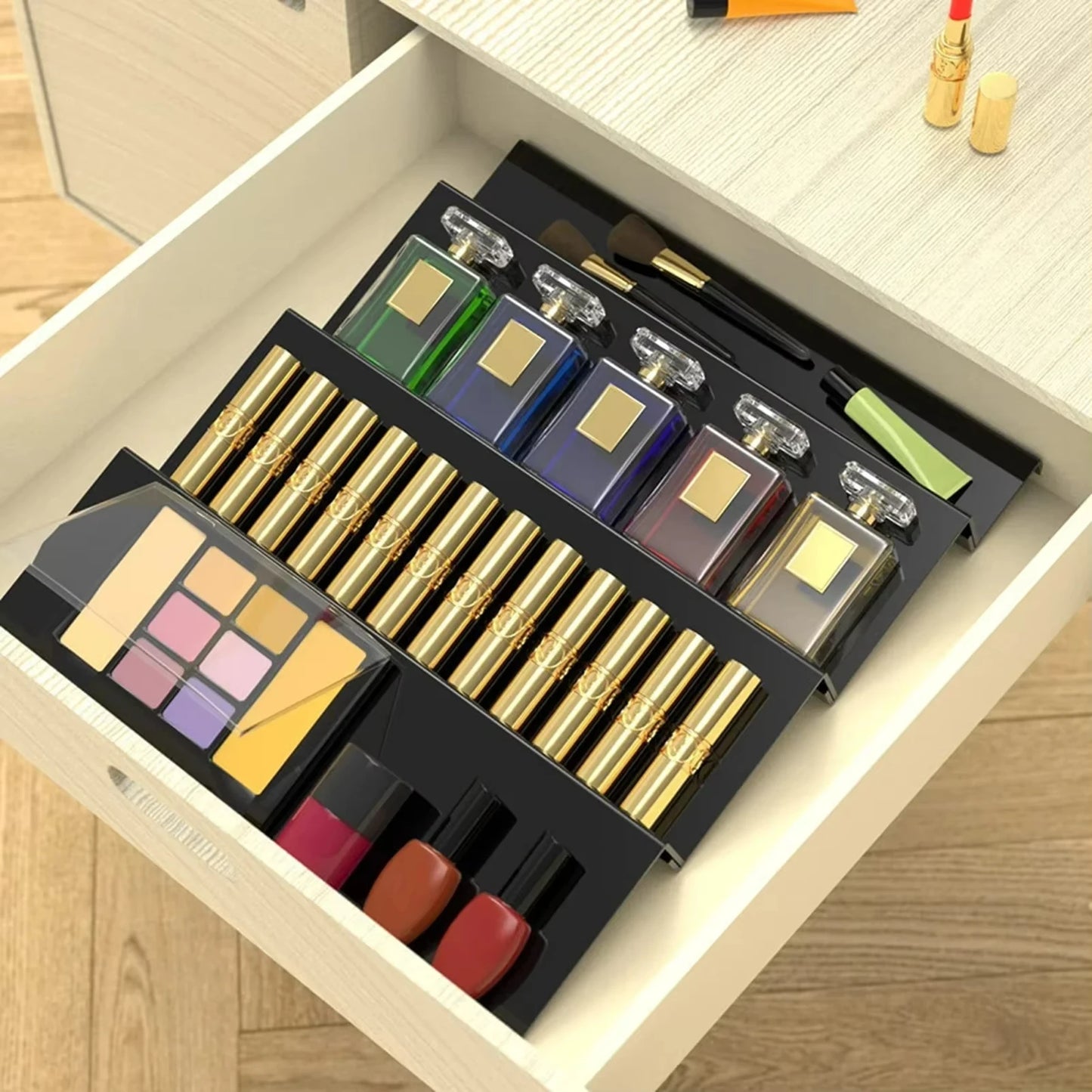 4-Tier Expandable Acrylic Spice Rack | Drawer Seasoning Bottle Organiser