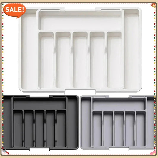 Acrylic Adjustable Cutlery Drawer Organiser with Dividers | Spoon & Knife Tray