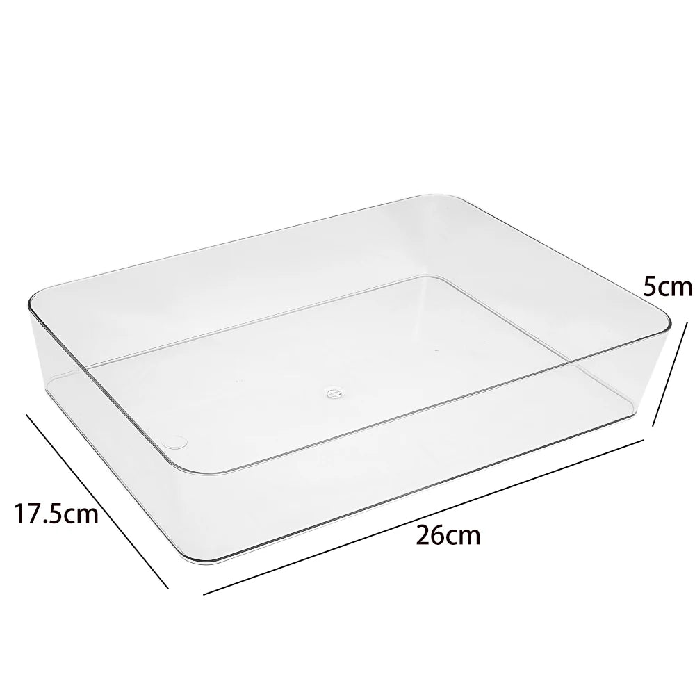 Clear Drawer Organiser Storage Bin | Desk, Cosmetic, Kitchen & Bathroom Tidy