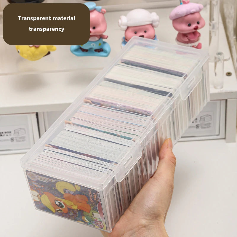 Clear Plastic Card Storage Box with Adjustable Dividers | Holds 550+ Game & Trading Cards