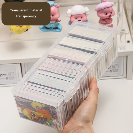 Clear Plastic Card Storage Box with Adjustable Dividers | Holds 550+ Game & Trading Cards