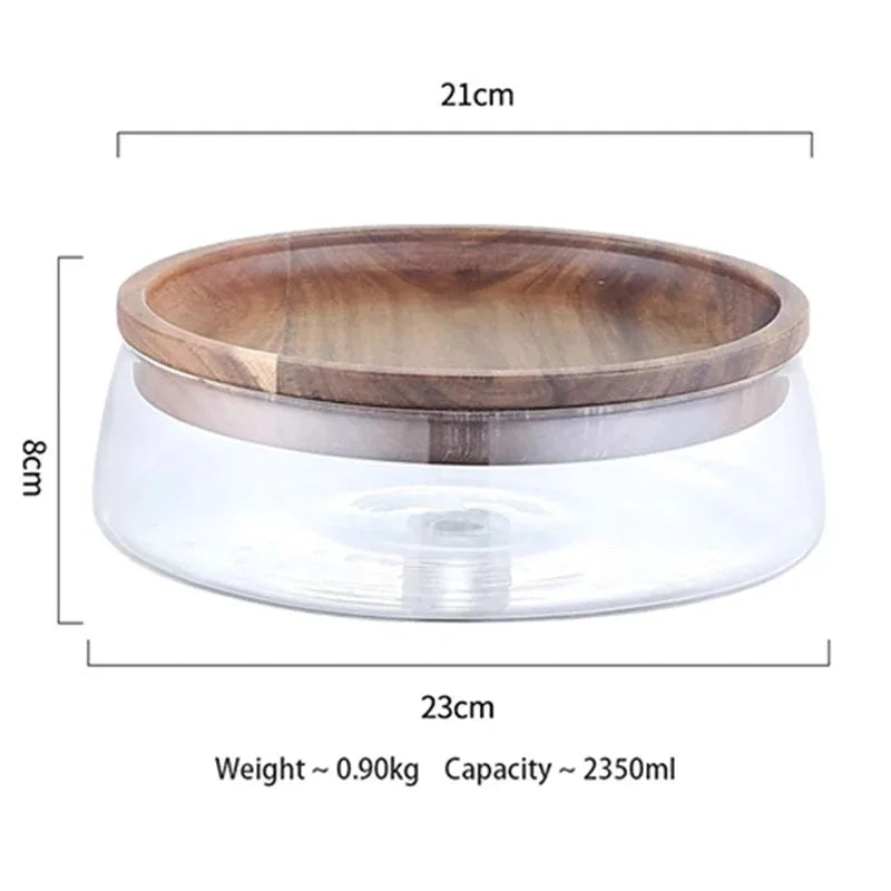 Glass Food Storage Containers with Acacia Wooden Lid