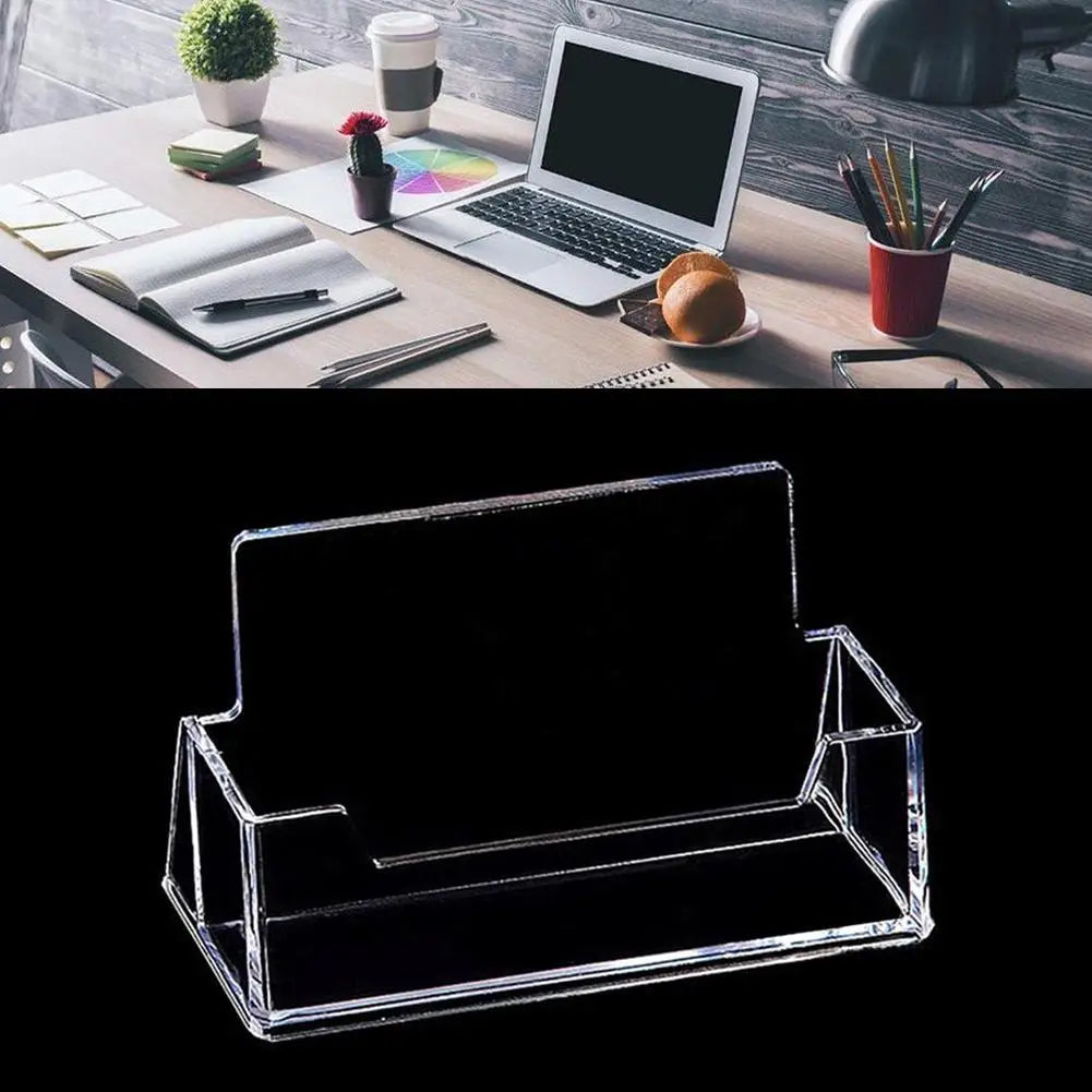 Clear Business Card Holder & Desk Display Stand | Tabletop Office Organiser