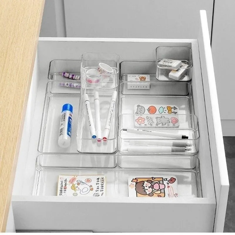 Clear Acrylic Drawer Organiser Box Set | Jewellery, Makeup & Desktop Storage