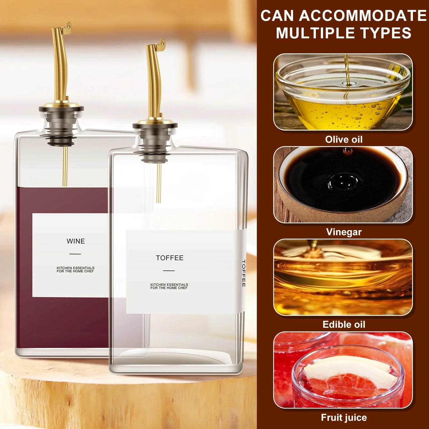 Glass Olive Oil Dispenser Bottles 350ml | Set of 2 with Precision Nozzle & Labels