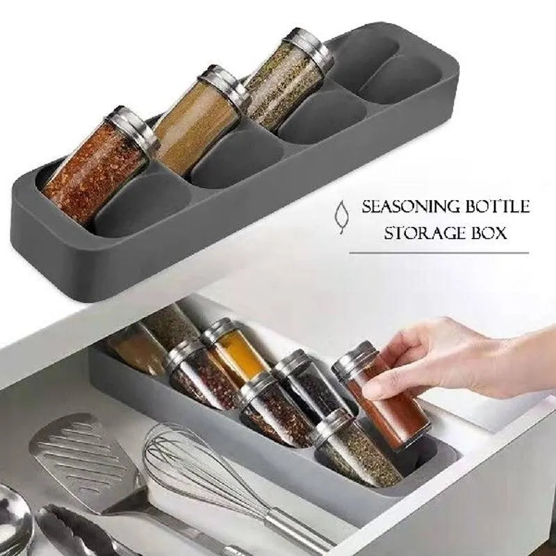 Kitchen Drawer Cutlery Storage Tray | Knife, Spoon, Fork & Spice Bottle Organiser
