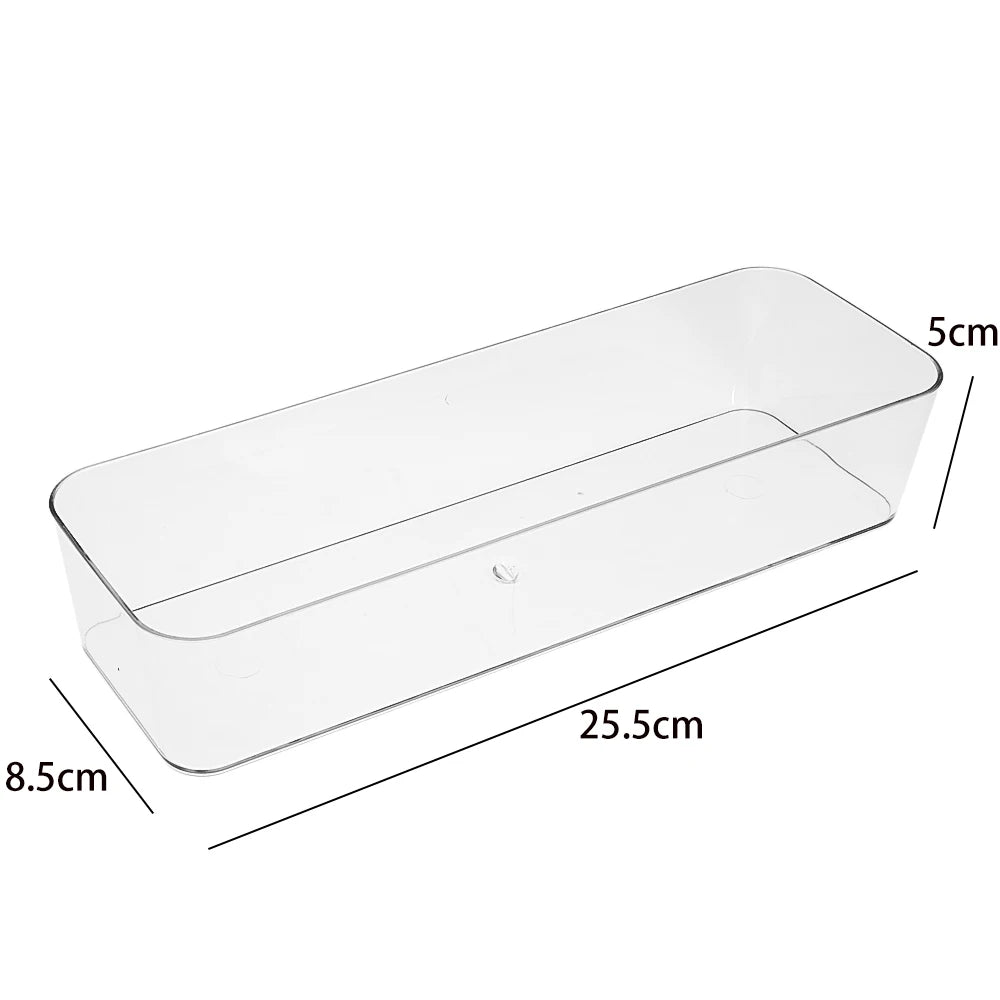 Clear Drawer Organiser Storage Bin | Desk, Cosmetic, Kitchen & Bathroom Tidy