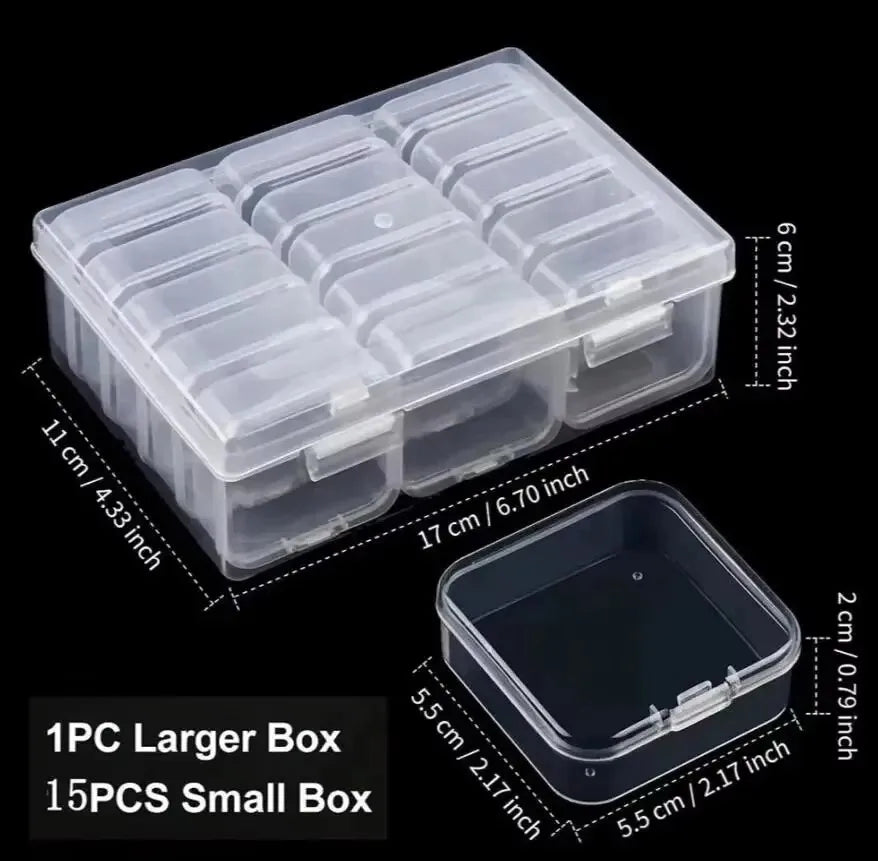 Mini Clear Compartment Storage Box with Hinged Lid | Beads, Jewellery & Small Parts Organiser