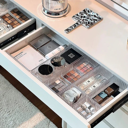 Clear Plastic Drawer Organiser Set | Bathroom, Kitchen, Makeup & Desk Storage Bins